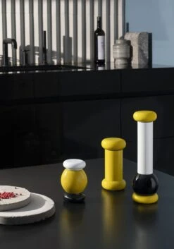 Alessi Sottsass Grinder, Small, Yellow - White - Black -Kitchenware Shop 07 Alessi MP0210 1 ES18 1 ES19 1 V 1