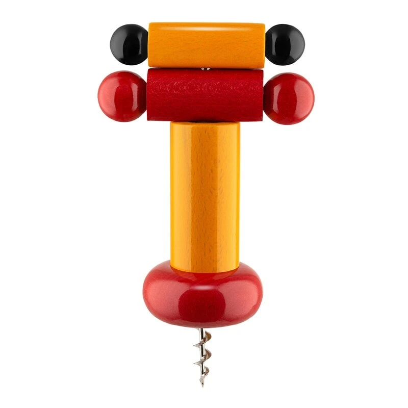 Alessi Sottsass Corkscrew, Yellow - Red - Black 3 Alessi Sottsass Corkscrew, Yellow - Red - Black