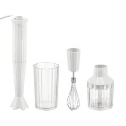 Alessi Plissé Hand Blender With Whisk And Chopper, White