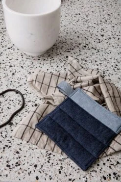 Ferm LIVING Hale Tea Towel, Sand - Black -Kitchenware Shop 64 9780