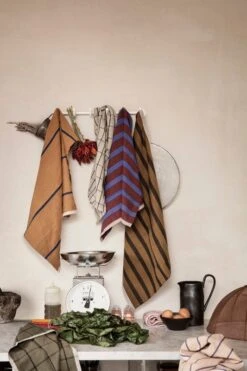 Ferm LIVING Hale Tea Towel, Sand - Black -Kitchenware Shop 96 1783 1