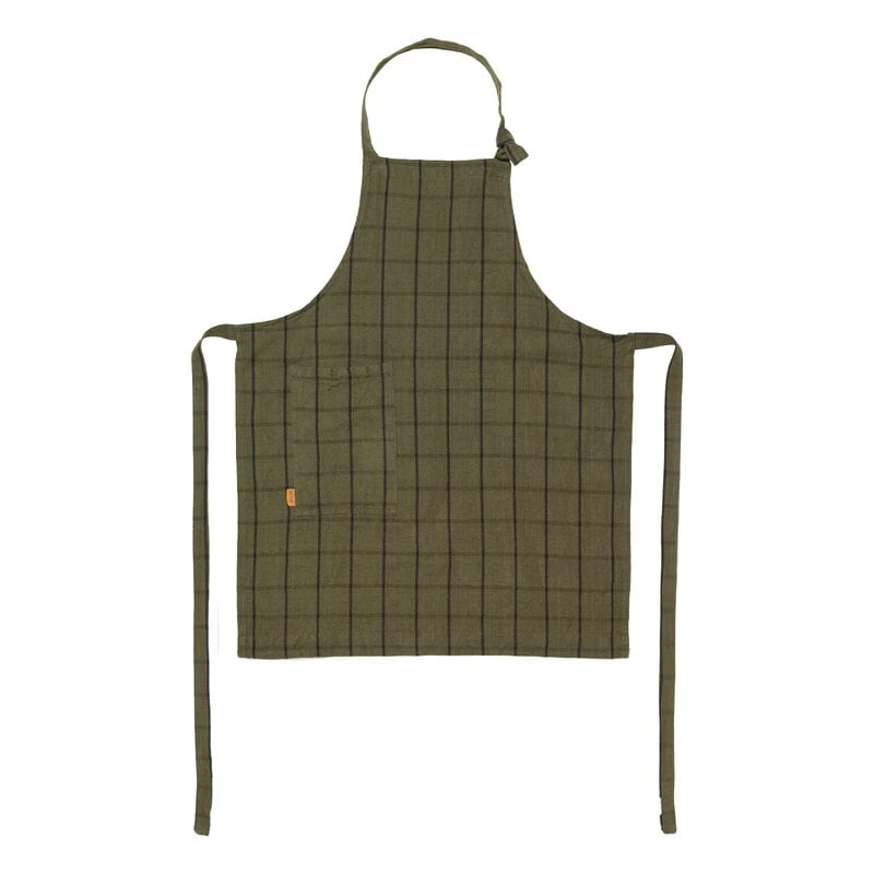 Ferm LIVING Hale Kids Apron, Green - Black 3 Ferm LIVING Hale Kids Apron, Green - Black